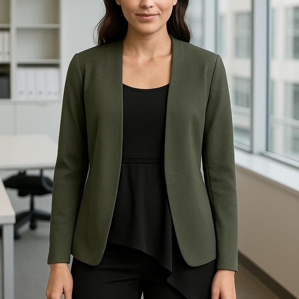 The Limited Open Front Blazer Jacket Dark Olive Green Gray XS Minimalist Office